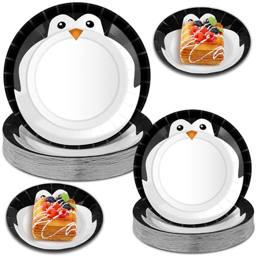 FoldTier 100 Pack Penguin Paper Plates 9"/7" Christmas Party