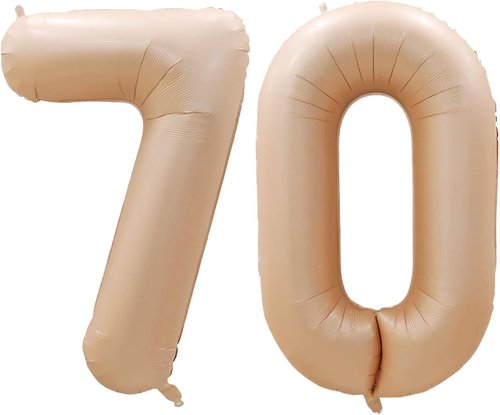 GOER 70th Birthday Balloons - 42 Inch Jumbo Foil Helium Decorations in Caramel Color