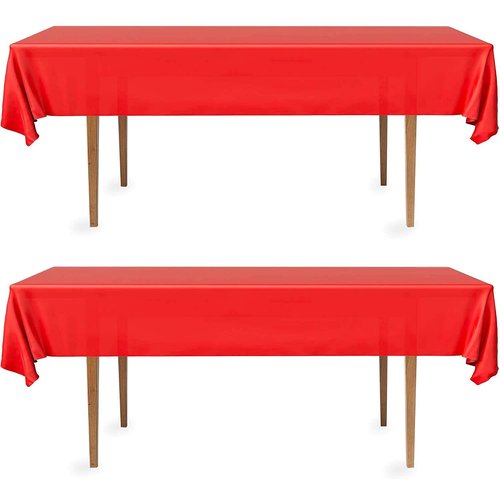 DecorRack 2 Rectangular Tablecloths BPA-Free Plastic, 54 x 108 inch, Dining Table Cloth, Rectangle Table Cover for Parties, Picnic, Camping and Outdoor, Disposable or Reusable, Red (2 Pack)