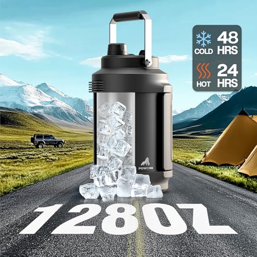 Insulated Water Bottle 1 Gallon - Leakproof, Keeps Cold 48H, Midnight, 128oz