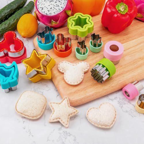 Nifogo Orange Green 48pcs Sandwich Cutter Set for Kids Lunch - Large Shapes