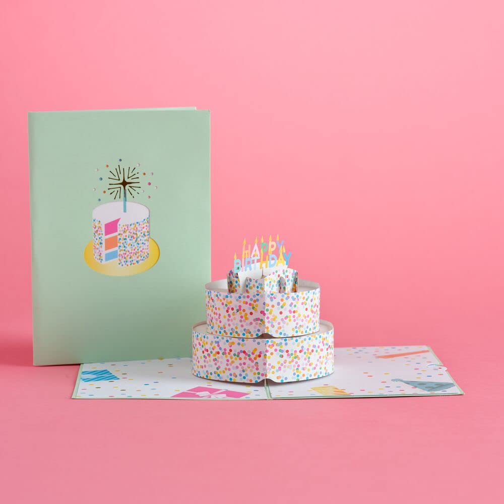 Lovepop Happy Birthday Pop-Up Card for Her, Him, Girls, Boys - 3D Greeting Cards - Sprinkles Cake - 5" x 7" - Blank Notecard & Envelope Included