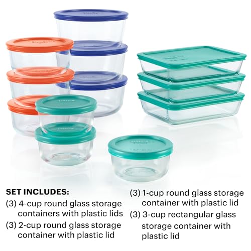 Pyrex Simply Store 12-Pack Glass Food Storage Containers Set - Assorted Sizes