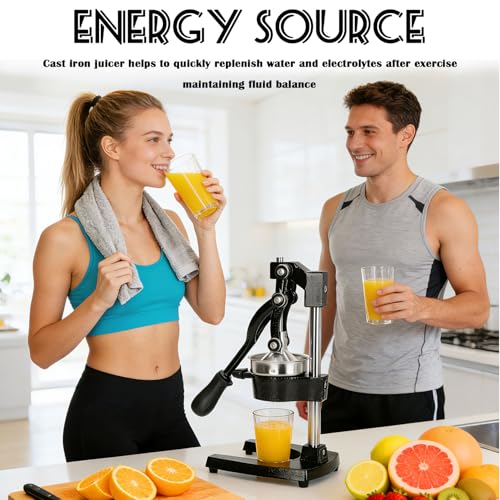 Cast Iron Hand Juicer - Heavy Duty Orange & Fruit Press - Black Variation