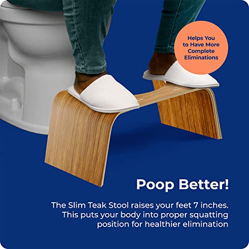 Squatty Potty Slim Teak Bathroom Toilet Stool - Brown, 7 Inch Height