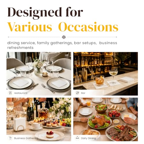 12 Packs of 100 White 2-Ply Cocktail Napkins 4.5 x 4.5 Inch Disposable Party & Wedding Napkins
