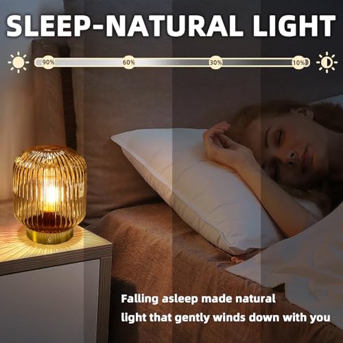 Rechargeable Cordless Table Lamp - Amber Glass with Memory Function
