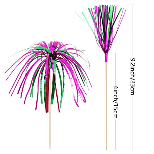 BLUE TOP Cocktail Picks Wood Foil Firework Cake Picks 9 Inch 100 PCS,Cupcake Toppers for Cakes Decoration, Children's Day, Party Suppliers,July 4th,Olymplic Games Celebration Party