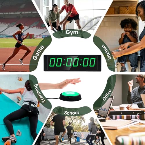 YZ Plug-In Digital Gym Timer Clock with Remote, Large LED Countdown & Stopwatch