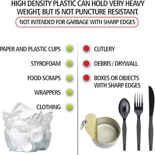 12-16 Gallon Clear Trash Bags - 8 Micron High Density Garbage Bags, 1000 Count, Leak-Proof Star Seal, Janitorial & Recycling Use - Variation: Clear / 12-16 Gal, 8 Micron Equiv, 1000 Count