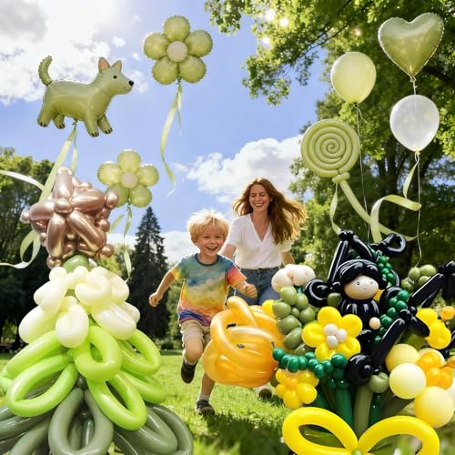 ZBYDNG Metallic Green Long Balloons Premium 260 Twisting Animals Magic Balloons for Birthday Kids Wedding Party Supply 100pcs