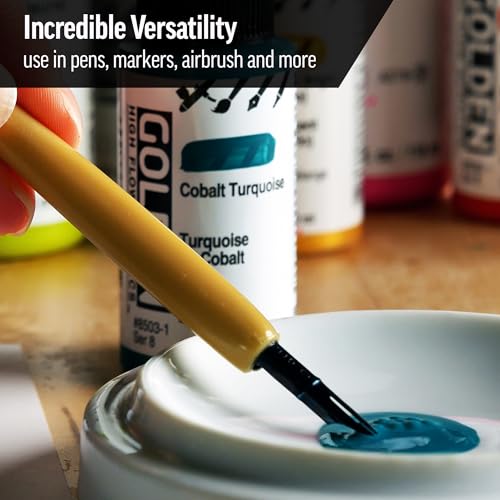 GOLDEN High Flow Acrylic Paint Set - 10 Colors for Airbrush & Art