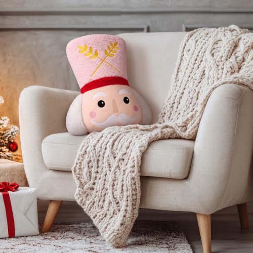 Pink Nutcracker Throw Pillow by Chunful – Christmas Decor 14.5 x 13 in