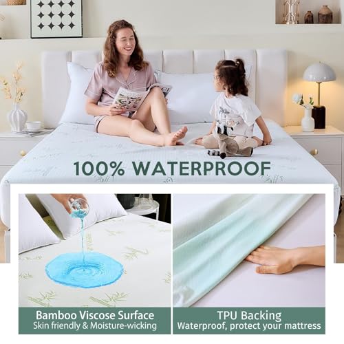 2 Pack Queen Mattress Protector Waterproof Bed Cover Breathable & Stretchable