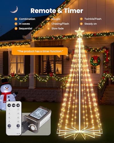 6ft Outdoor LED Cone Christmas Tree with 265 Lights & Remote