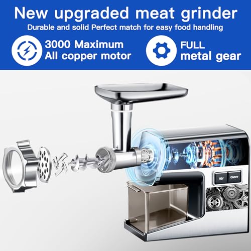 Sinyder Electric Meat Grinder 3000W Max Stainless Steel Sliver