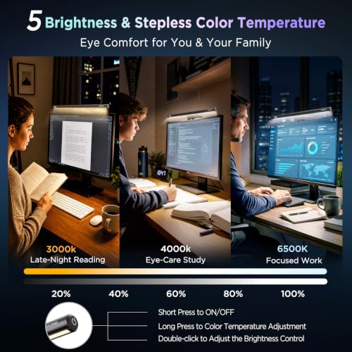 Quntis RGB Backlight Monitor Light Bar 15.7 Inch Eye Care Dual Light for Gaming & Work