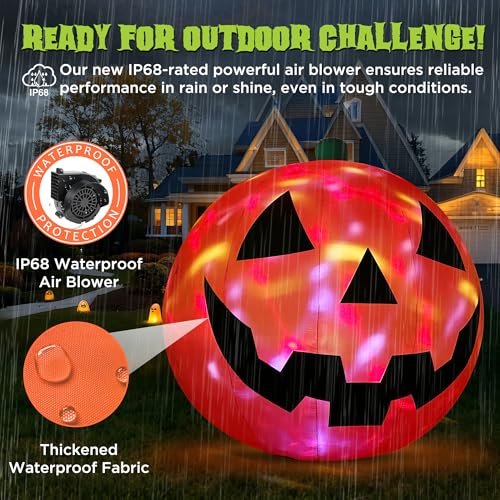 10 FT Giant Inflatable Pumpkin Halloween Outdoor Decoration with LED Lights