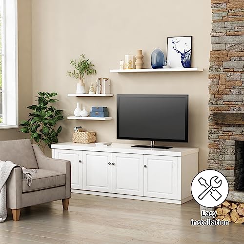 Floating Wall Shelves - 23.6 Inch White Set of 3 for Bedroom Bathroom Living Room