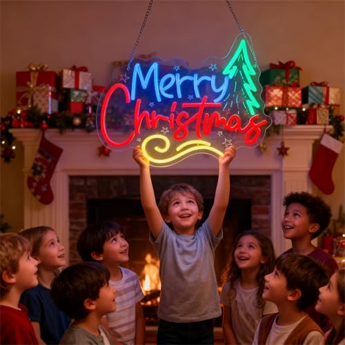 GleamNeon Green Christmas Neon Sign - Indoor LED Decor, USB Powered