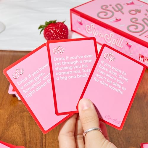 Sip or Spill Party Drinking Game, Fun Social Drinking Games for Adults, Games and Card Games, Includes 200 Cards and Instructions