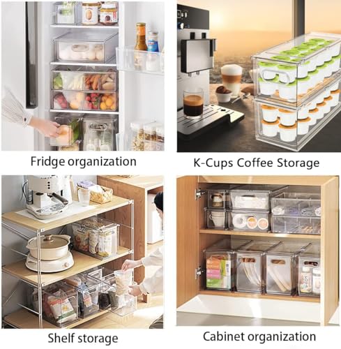 MANO Stackable Fridge Drawer Bins Set 2x3L & 2x6L Clear Food Storage Containers