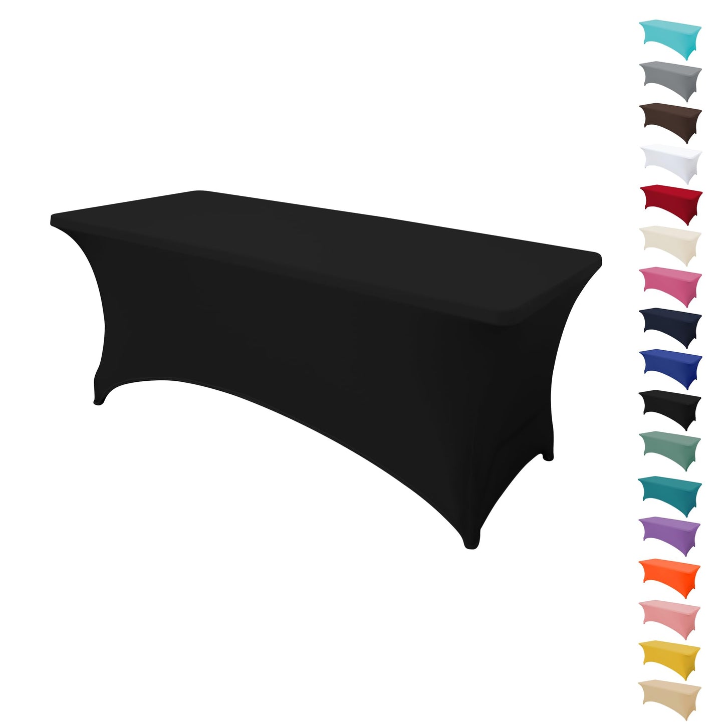 MRGSDL 6FT Table Cloth for Rectangular Fitted Events Stretch Black Table Covers Washable Spandex Tablecloth Protector for Party, Wedding, Cocktail, Banquet, Festival