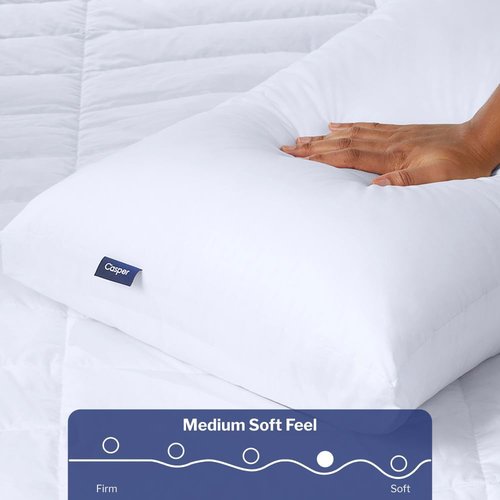 Casper Sleep Original Pillow - Medium Soft Down-Alternative Fill for Neck Pain Relief | Standard Size, Machine Washable