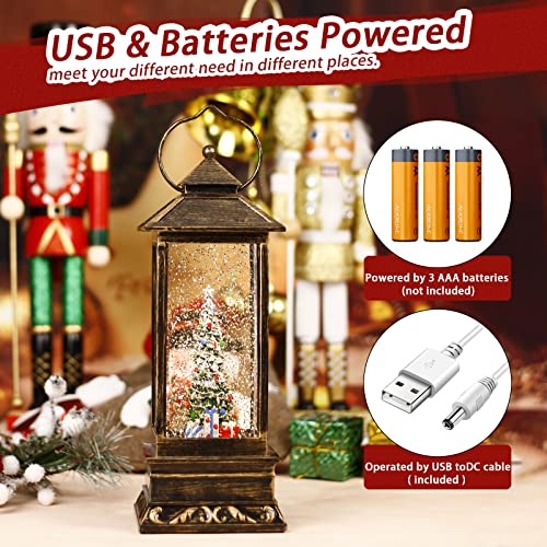 Snow Globe Christmas Lantern Decorations, Musical with Swirling