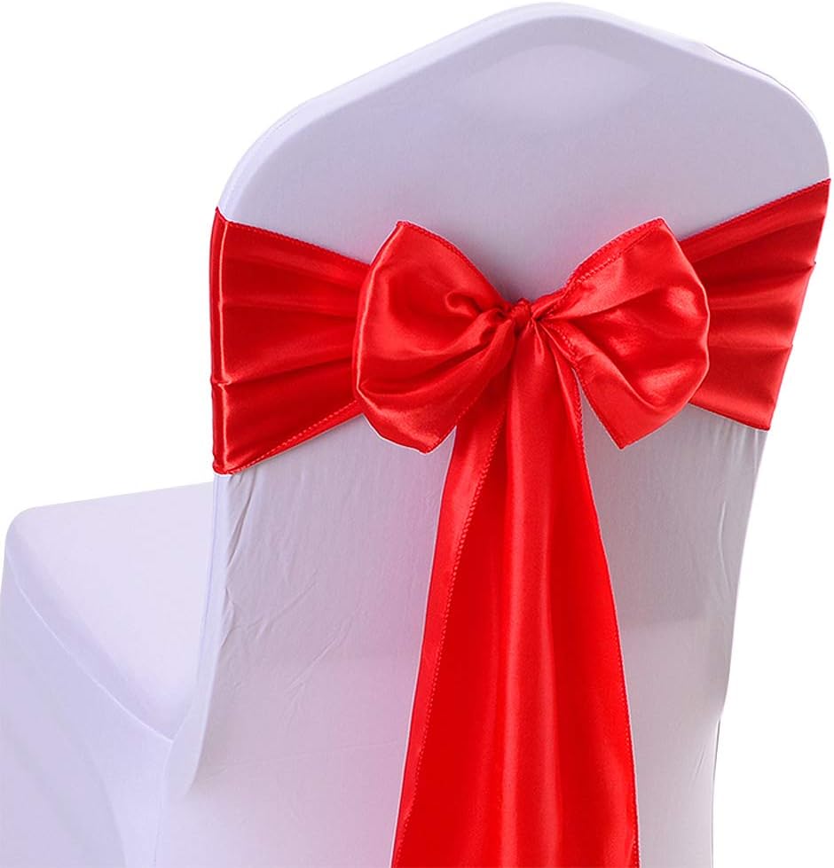 Light Blue Satin Chair Sashes 10-Pack - 7x108 Inch Adjustable Wedding & Party Bows