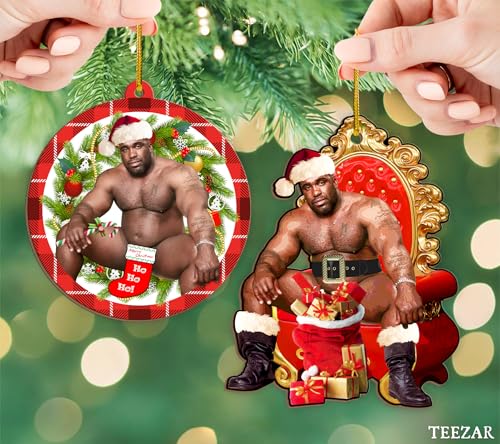Teezar 2-Pack Wooden Christmas Ornaments - Funny Mr. Wood Meme Holiday Decor