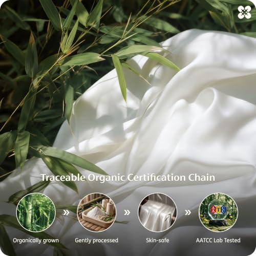 Bedsure Organic Bamboo Viscose Duvet Cover Set Queen Off White No Comforter