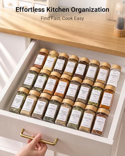24 Pack Glass Spice Jars with Labels, Dual Shaker & Pepper Grinder Lids