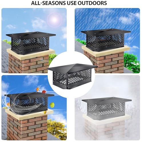 13x17 Inch Black Alloy Steel Chimney Cap - Rust-Resistant Outdoor Cover