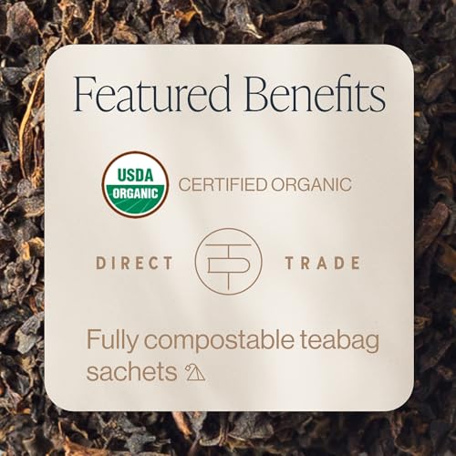Rishi Tea Organic English Breakfast Black Tea Bags, 50 Count - Caffeinated