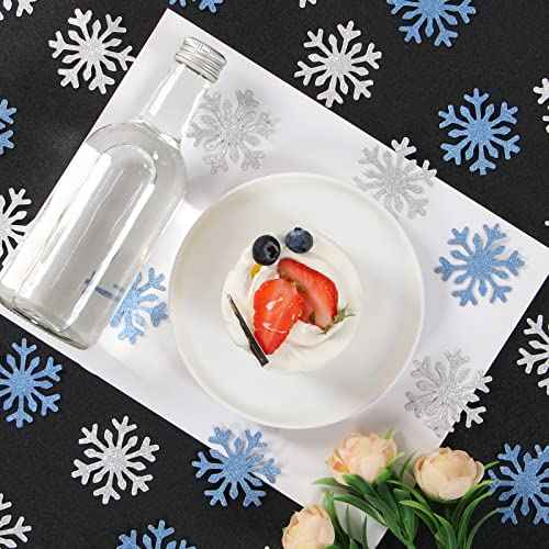 Snowflake Snow-White Party-Decorations Frozen Confetti - 100pcs Glitter Paper decor Christmas Silver Blue Table Confetti,Winter Wonderland Birthday Party Supplies New Year Decor Lasting Surprise