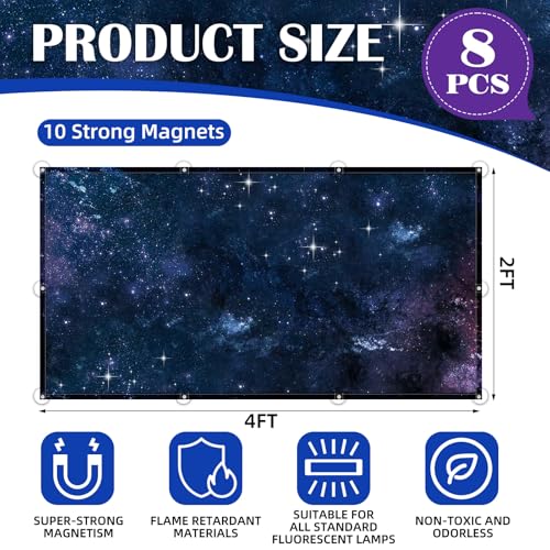 ANGSYLTH 8 Pcs Fluorescent Light Covers, 4x2 Feet Fabric for Ceiling