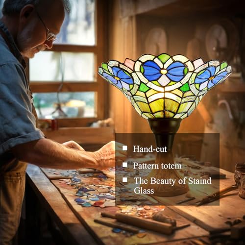 Tiffany Style Floor Lamp with Stained Glass Shade - 70" Torchiere for Living Room