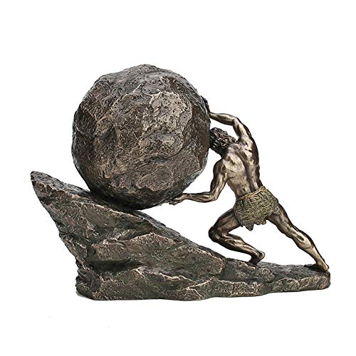 Sisyphus and The Eternal Boulder Sculpture - Cold Cast Bronze Finish, 8 1/8 Inch - Home Decor
