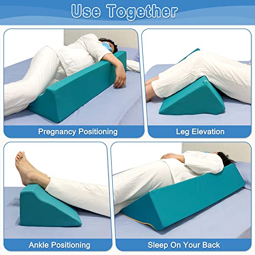 Green Bedsore Turning Wedge Pillow for Side Sleeping Elderly & Bedridden Patients - Foam Cushion for Pressure Ulcer Prevention