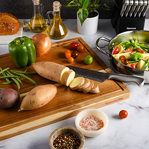 Kenosha Extra Large Acacia Wood Cutting Board 24x16 Inch Juice Groove Heavy Duty