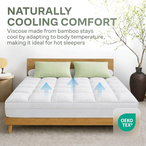 White Queen Mattress Topper with 20-Inch Deep Pocket - Extra Thick Plush Support