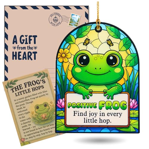 Solmay White Elephant Frog Ornament - Cute Frog Holiday Decor, Gift-Ready