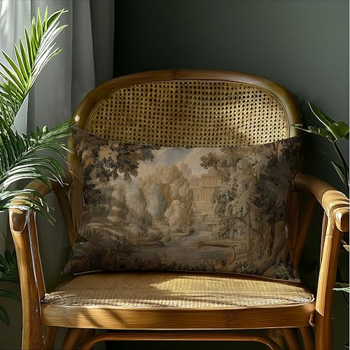 A-Vintage Landscape 20x12 Throw Pillow Cover - Double-Sided Forest Floral on Flannel