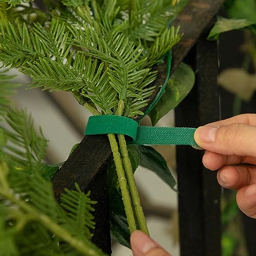 RunNico 50 ft Christmas Garland Ties - Green, Nylon Hook & Loop Cable Bundling Straps