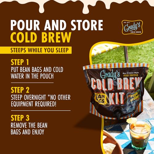 Cold Brew Coffee Kit with Arabica & Chicory - 2 All-in-One Pouches, Makes 72 Drinks - Original Variation