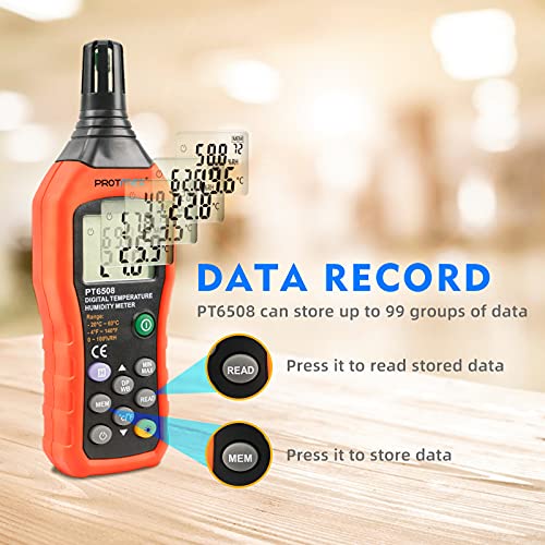 Protmex PT6508 Digital Temperature & Humidity Meter with Wet Bulb for Indoor Outdoor HVAC