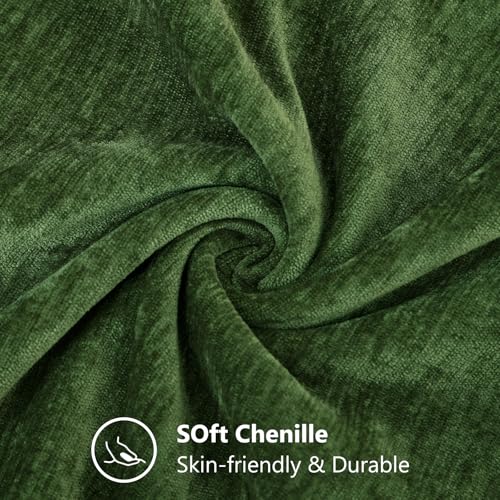 decorUhome Chenille Moss Green Fall Throw Pillow Covers 18x18 Inch Set of 2, Decorative Soft Couch Pillow Covers Solid Dyed Accent Velvet Farmhouse Neutral Square Christmas Pillow Cases for Sofa