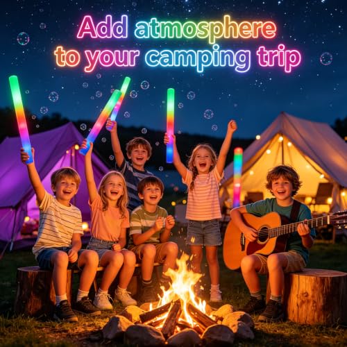 216 PCS Glow Sticks Bulk Pack - LED Foam Light Up Sticks with 3 Modes for Party, Wedding, Halloween, Raves