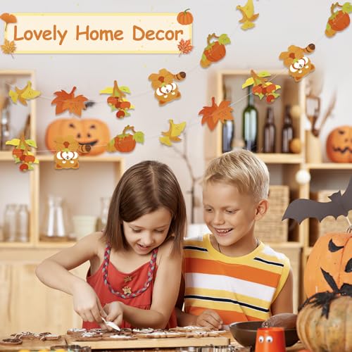 Dayker Fall Pumpkin Raccoon Banner & Maple Leaf Garland, Reusable Thanksgiving Party Supplies for Harvest Celebrations, Autumn Themed Decor for Weddings Baby Showers Birthday Backdrops